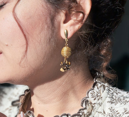 Boucles d’oreilles en capim dourado – or végétal artisanal