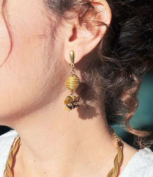 Boucles d’oreilles en capim dourado – or végétal artisanal