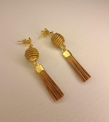 Boucles d'oreilles artisanales en capim dourado, l’or végétal du Brésil