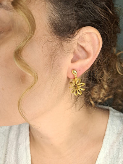 Boucles d'oreilles artisanales en capim dourado, l’or végétal du Brésil
