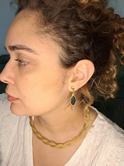 Boucles d'oreilles artisanales en capim dourado, l’or végétal du Brésil