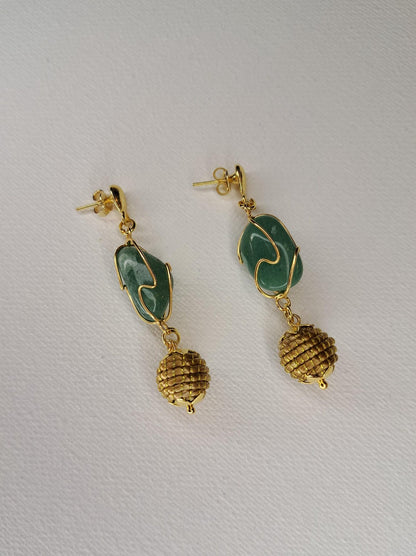Boucles d'oreilles artisanales en capim dourado, l’or végétal du Brésil