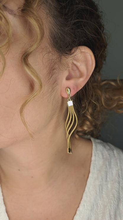 Pendientes largos con borlas finas de Capim Dourado