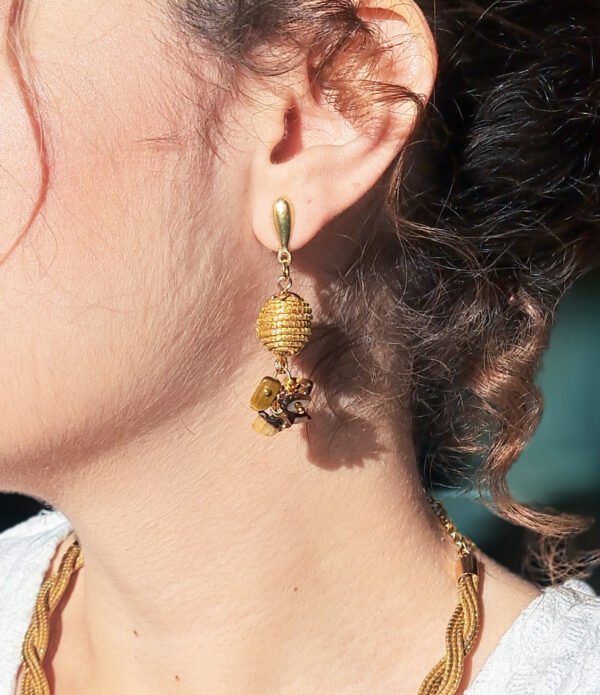 Boucles d’oreilles en capim dourado – or végétal artisanal