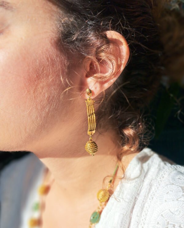 Boucles d’oreilles en capim dourado – or végétal artisanal