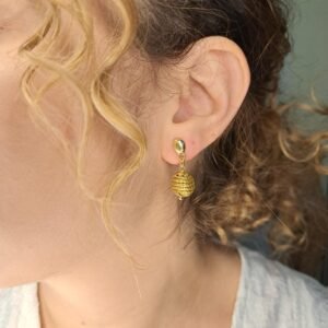 Boucles d'oreilles artisanales en capim dourado, l’or végétal du Brésil