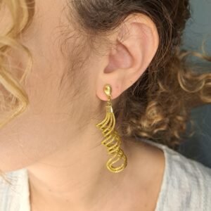 Boucles d'oreilles artisanales en capim dourado, l’or végétal du Brésil