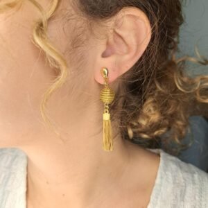 Boucles d'oreilles artisanales en capim dourado, l’or végétal du Brésil