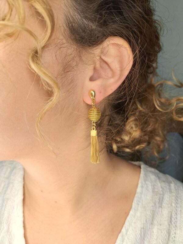 Boucles d'oreilles artisanales en capim dourado, l’or végétal du Brésil