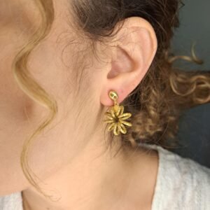 Boucles d'oreilles artisanales en capim dourado, l’or végétal du Brésil