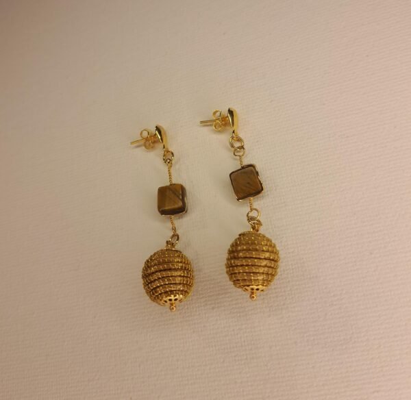 Boucles d'oreilles artisanales en capim dourado, l’or végétal du Brésil
