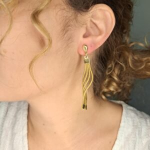 Boucles d'oreilles artisanales en capim dourado, l’or végétal du Brésil