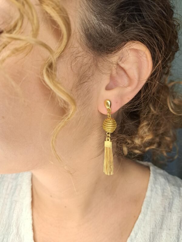 Boucles d'oreilles artisanales en capim dourado, l’or végétal du Brésil