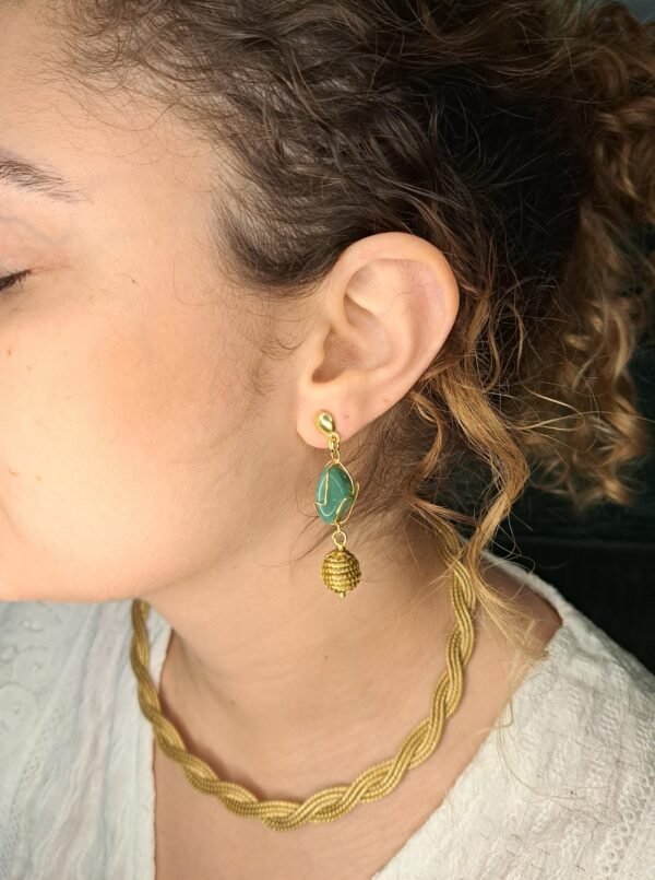 Boucles d'oreilles artisanales en capim dourado, l’or végétal du Brésil