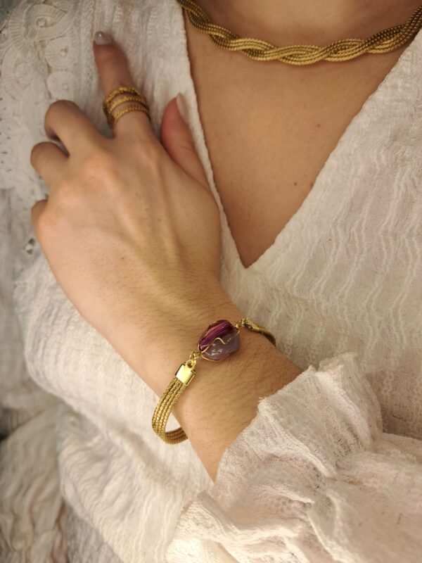 Bracelet artisanal en capim dourado, l’or végétal du Brésil